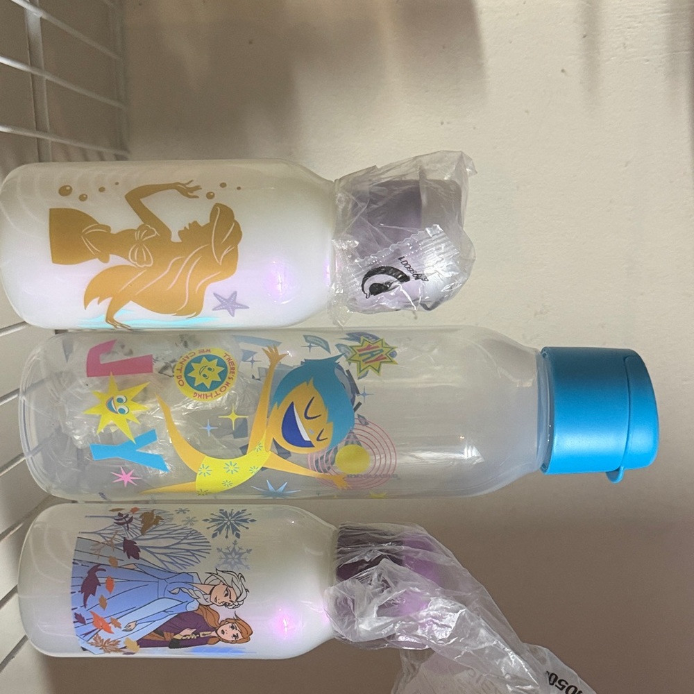Disney Princess and Frozen Themed Bottles - Blue, Gold, Purple